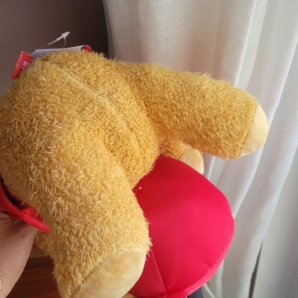 Adorable! Disney Winnie-The-Pooh Bear Plush Toy Holding a Red Ball 10.5